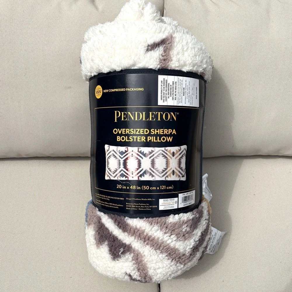 Pendleton Oversized Sherpa Bolster Pillow White Sands 20X48 Southwestern NEW